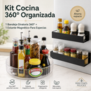 Kit Cocina 360° Organizada | Bandeja Giratoria Lazy Susan + Estante Magnético Para Especias