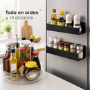 Kit Cocina 360° Organizada | Bandeja Giratoria Lazy Susan + Estante Magnético Para Especias