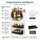 Kit Cocina 360° Organizada | Bandeja Giratoria Lazy Susan + Estante Magnético Para Especias