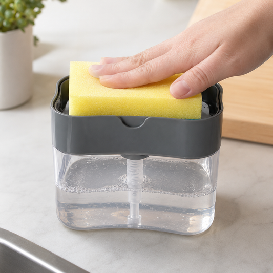 Dispensador 2 en 1 Para Jabón y Esponja de Cocina