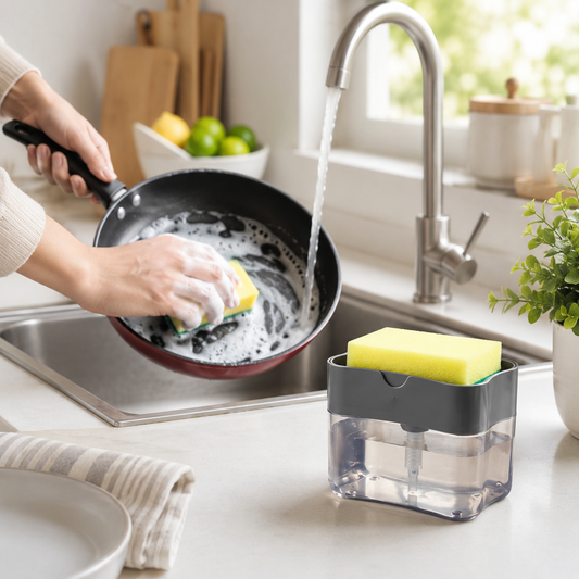 Dispensador 2 en 1 Para Jabón y Esponja de Cocina